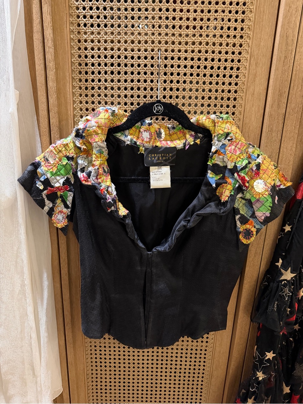 Vintage Christian Lacroix Silk Blend Corset Top with patchwork collar (FR 38)